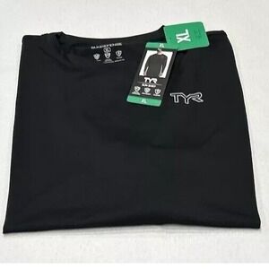 TYR Men's Lightweight Long Sleeve Sun Tee‎ UPF 50+ Black Size XL